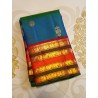 2G Pure Kanchipuram Silk Saree with peacock blue with rich Arakku Blouse and pallu