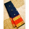 Pure Kanjivaram Silk Saree  - Blue Wth Red