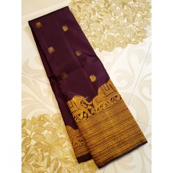 Pure Kanjivaram Silk Saree  - Plum purple