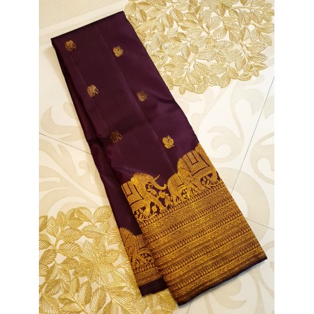 Pure Kanjivaram Silk Saree  - Plum purple