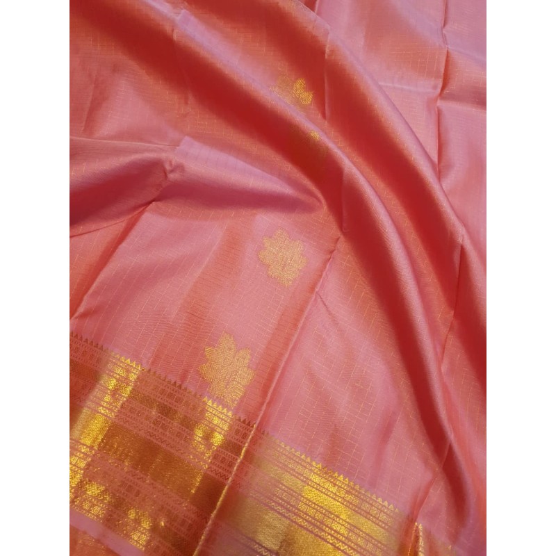 Pure Kanjivaram Silk Saree  - Peach