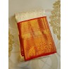 Pure Korvai Kanjivaram Silk Saree  - White With Red