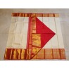 Pure Korvai Kanjivaram Silk Saree  - White With Red
