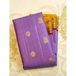 2G Pure Kanchipuram Silk Saree with dark Lavender with contrast brown Blouse