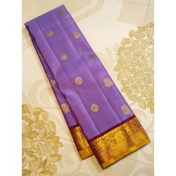 2G Pure Kanchipuram Silk Saree with dark Lavender with contrast brown Blouse