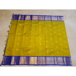 Pure Korvai Kanjivaram Silk Saree  - Green With Blue