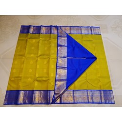 Pure Korvai Kanjivaram Silk Saree  - Green With Blue