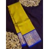 Pure Korvai Kanjivaram Silk Saree  - Green With Blue