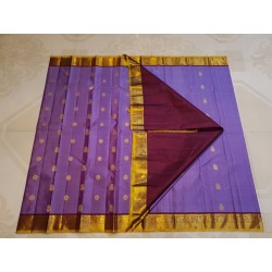 2G Pure Kanchipuram Silk Saree with dark Lavender with contrast brown Blouse