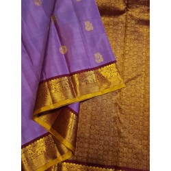 2G Pure Kanchipuram Silk Saree with dark Lavender with contrast brown Blouse