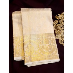 2G Pure Kanjivaram Silk Saree  - White