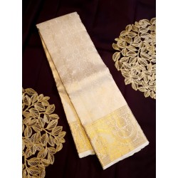 2G Pure Kanjivaram Silk Saree  - White