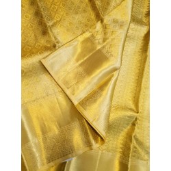 Pure Kanjivaram Silk Saree Tissue - Golden Color