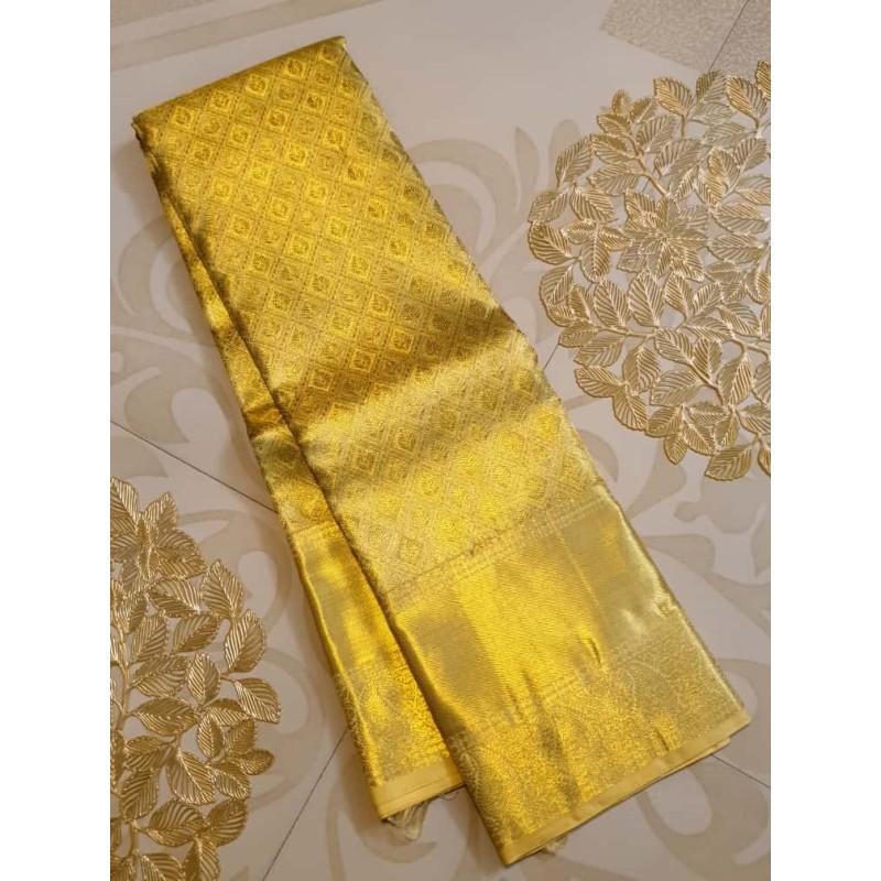 Pure Kanjivaram Silk Saree Tissue - Golden Color