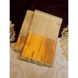 Pure Kanjivaram Silk Saree  - Pastel Green -  Gold Zari