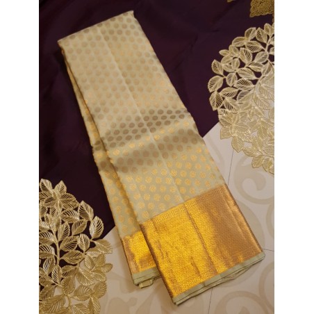Pure Kanjivaram Silk Saree  - Pastel Green -  Gold Zari