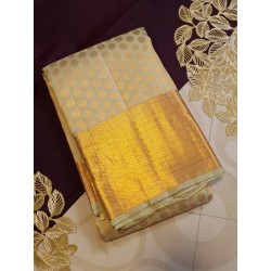 Pure Kanjivaram Silk Saree  - Pastel Green -  Gold Zari