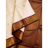 Pure Korvai Kanjivaram Silk Saree  - White With Maroon