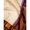 Pure Korvai Kanjivaram Silk Saree  - White With Maroon