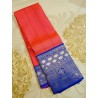 Pure Korvai Kanjivaram Silk Saree  - Pink With Blue