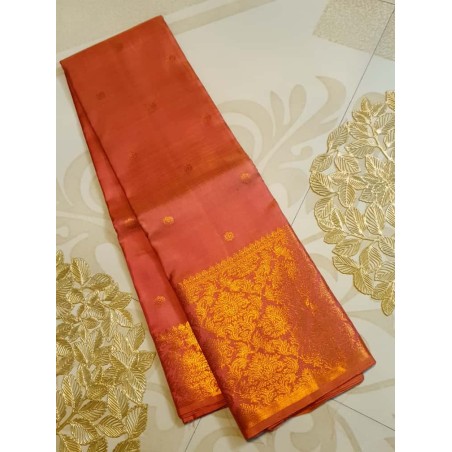 Pure Kanjivaram Silk Saree  - Guava