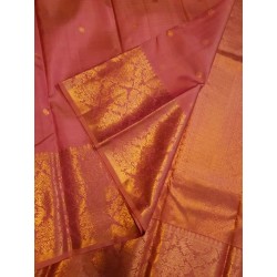 Pure Kanjivaram Silk Saree  - Guava