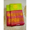 Pure Kanjivaram Silk Saree  - Green With Pink