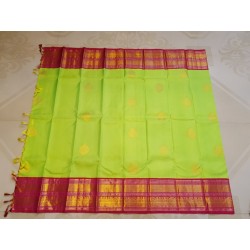 Pure Kanjivaram Silk Saree  - Green With Pink