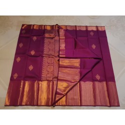 Pure Kanjivaram Silk Saree  - Purple Big border