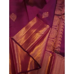 Pure Kanjivaram Silk Saree  - Purple Big border