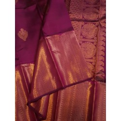 Pure Kanjivaram Silk Saree  - Purple Big border