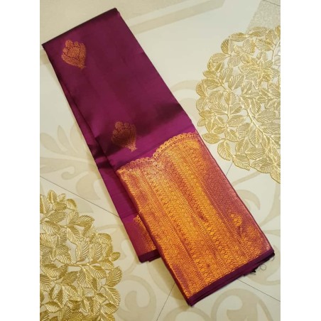 Pure Kanjivaram Silk Saree  - Purple Big border