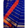 Pure Kanchi Soft Silk Sarees royal Blue with contrast red Blouse