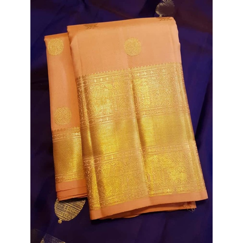 Pure Kanjivaram Silk Saree  -  Peach