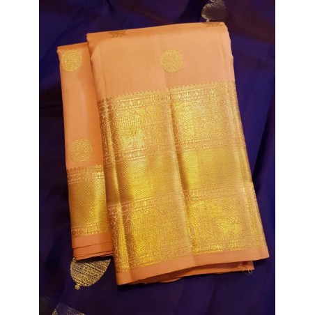 Pure Kanjivaram Silk Saree  -  Peach