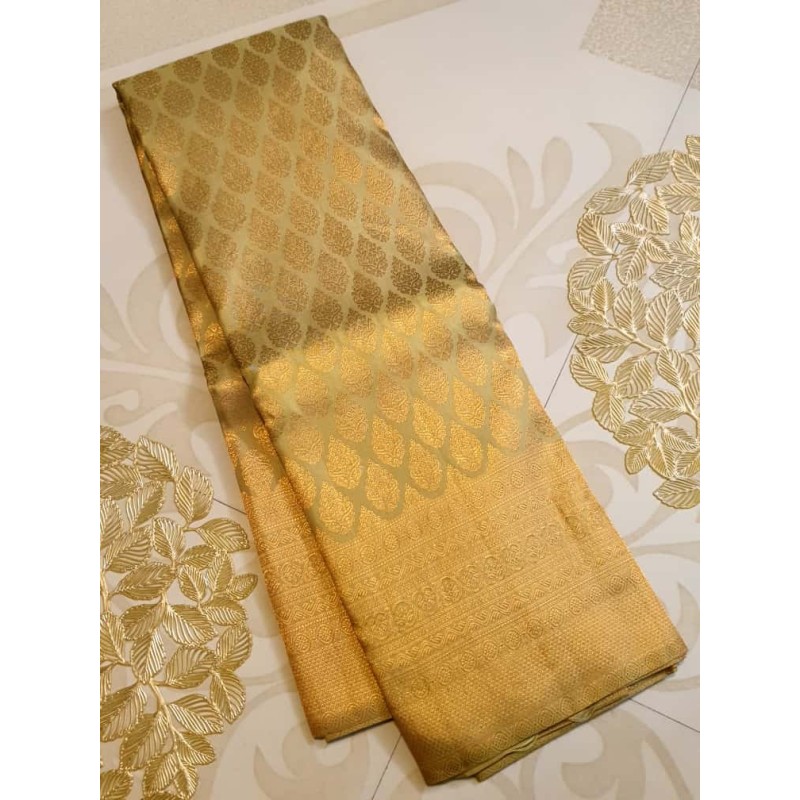Pure Kanjivaram Silk Saree  -  Green