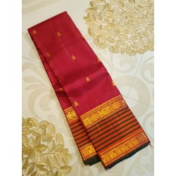 Pure Kanjivaram Silk Saree Maroon | Gold Zari Traditional Wedding Saree | Prahla Silks