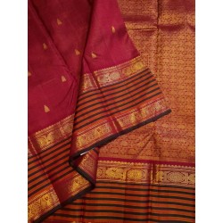 Pure Kanjivaram Silk Saree Maroon | Gold Zari Traditional Wedding Saree | Prahla Silks