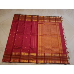 Pure Kanjivaram Silk Saree Maroon | Gold Zari Traditional Wedding Saree | Prahla Silks