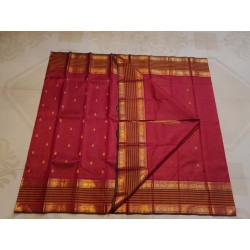 Pure Kanjivaram Silk Saree Maroon | Gold Zari Traditional Wedding Saree | Prahla Silks