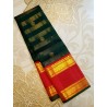 2G Pure Korvai Kanjivaram Silk Saree Dark Green with Red Border | Bridal Silk Saree