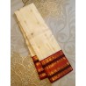 2G Korvai Pure Kanjivaram Silk Saree  - Off White With Red