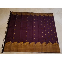 2G Pure Kanjivaram Silk Sareee - Elephant border - plum purple