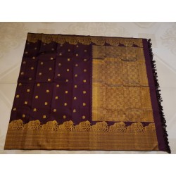 2G Pure Kanjivaram Silk Sareee - Elephant border - plum purple