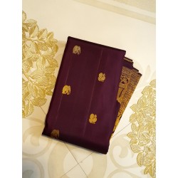 2G Pure Kanjivaram Silk Sareee - Elephant border - plum purple