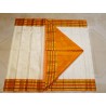 2G Pure Korvai Kanjivaram Silk - white - Mustrad Orange