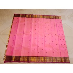 3Gram Pure Zari Kanjivaram Silk Saree Candy Pink - Maroon