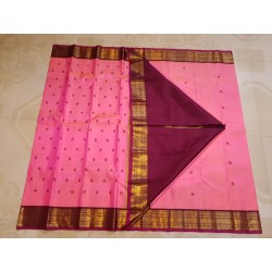 3Gram Pure Zari Kanjivaram Silk Saree Candy Pink - Maroon
