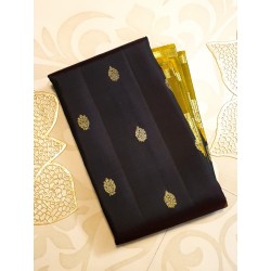 2Gram Knjivaram Pure Silk - Black Colour Gold Barder