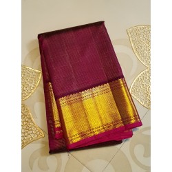 2G Pure Kanjivaram Silk Saree - Purple Maroon Gold Zari